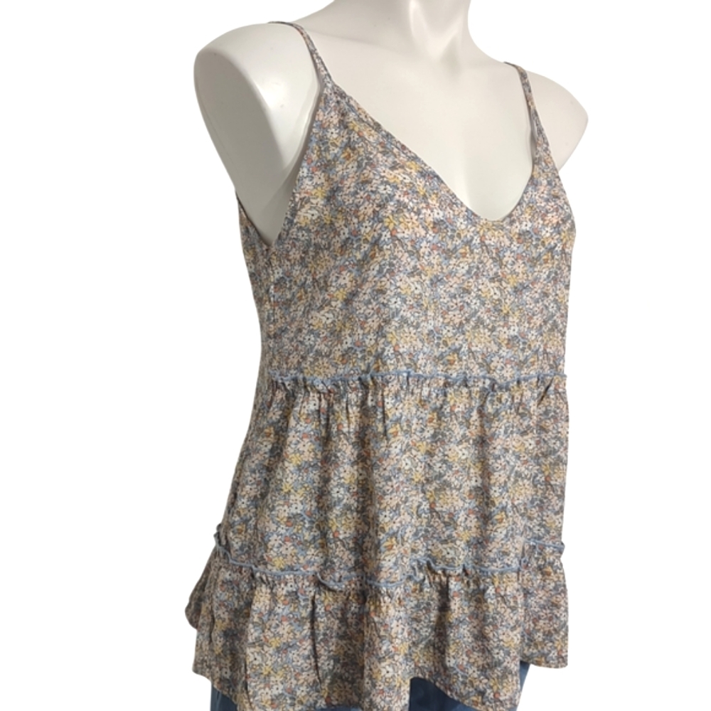 Boho Cottagecore Y2K Style Prairie Blouse Size Small Floral Ruffle